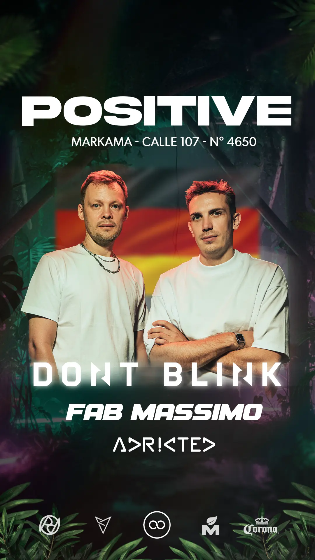 Flyer de Positive para DONT BLINK y Fab Massimo en Markama